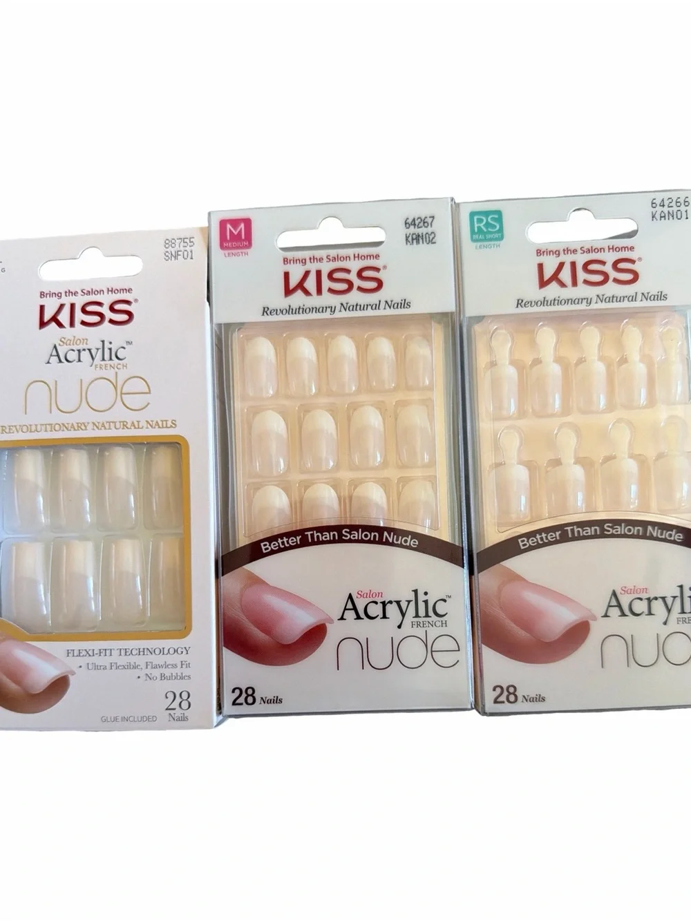 KISS Acrylic Nude French Press-On Nails – Natural Nude (Pack of 28 each)